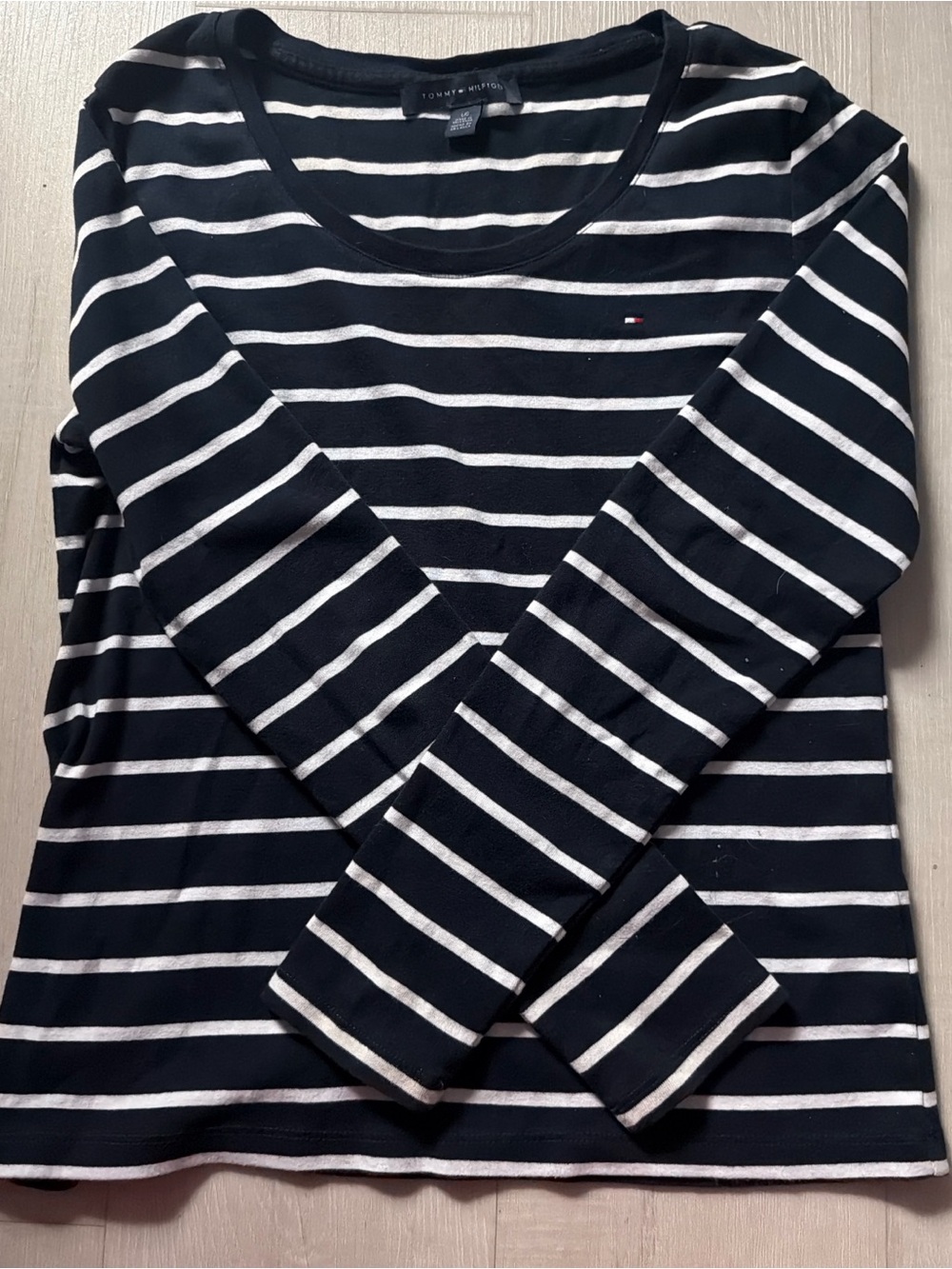 Tommy Hilfiger Navy & White Striped Long-Sleeve Tee